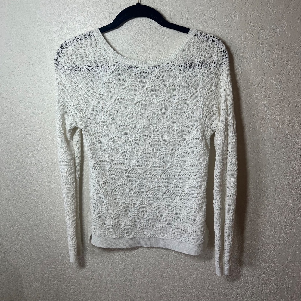 LOFT White Open Knit Sweater – Size S - Picture 4 of 4